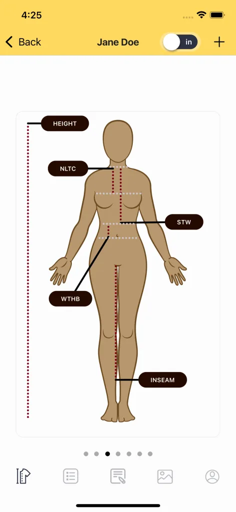 Reference measurement example showing grey guide lines.