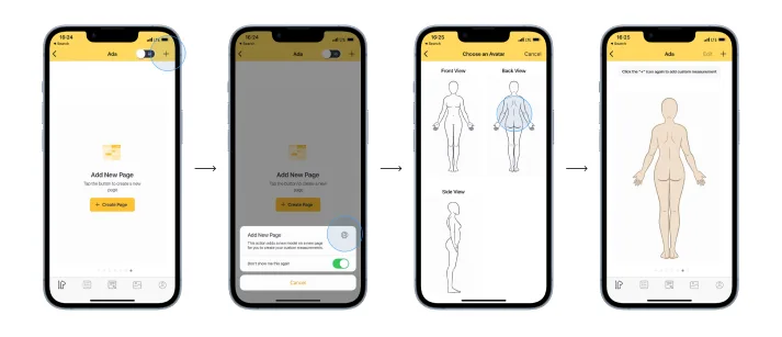 Creating a new custom measurement page from the add-page prompt.