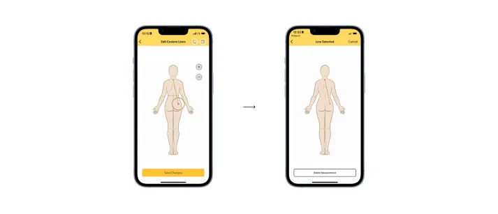 Deleting a custom measurement line from edit mode.